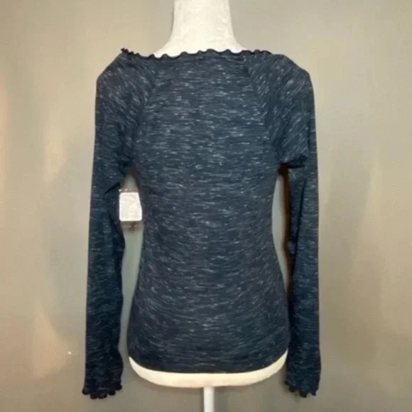 FREE PEOPLE Henley buttons long sleeve dark blue Small NWT - Picture 6 of 13